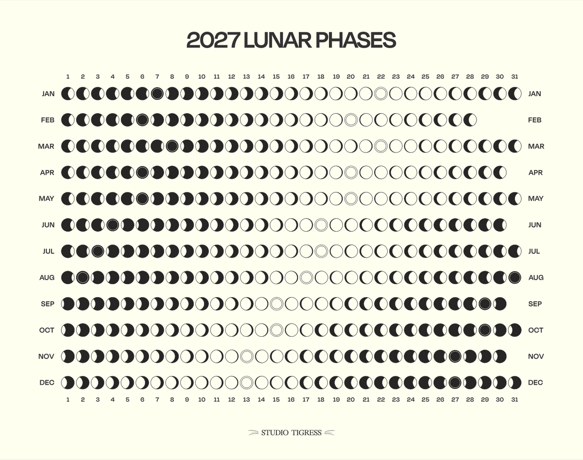 2027 Lunar Phases Calendars