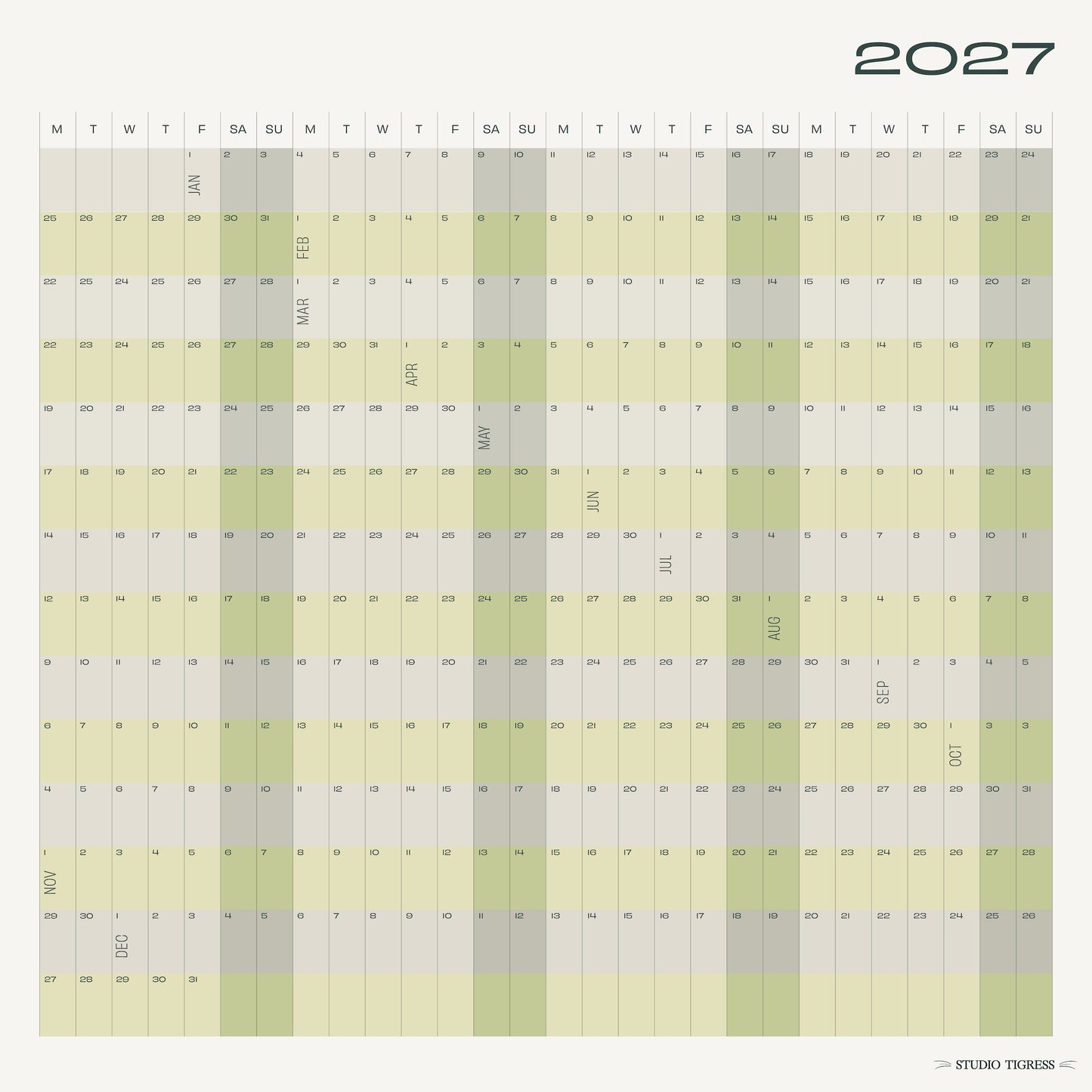 2027 Square Calendars
